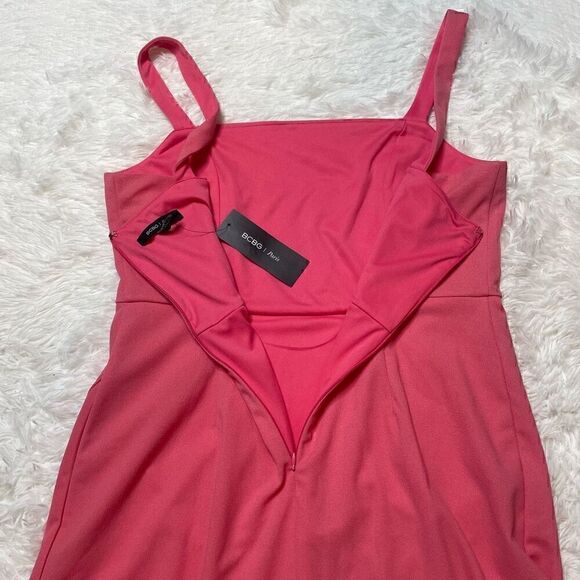 BCBG Pink Dress Ruffle Womens Size Large Sleeveless Flattering NEW with Tag - Picture 10 of 10
